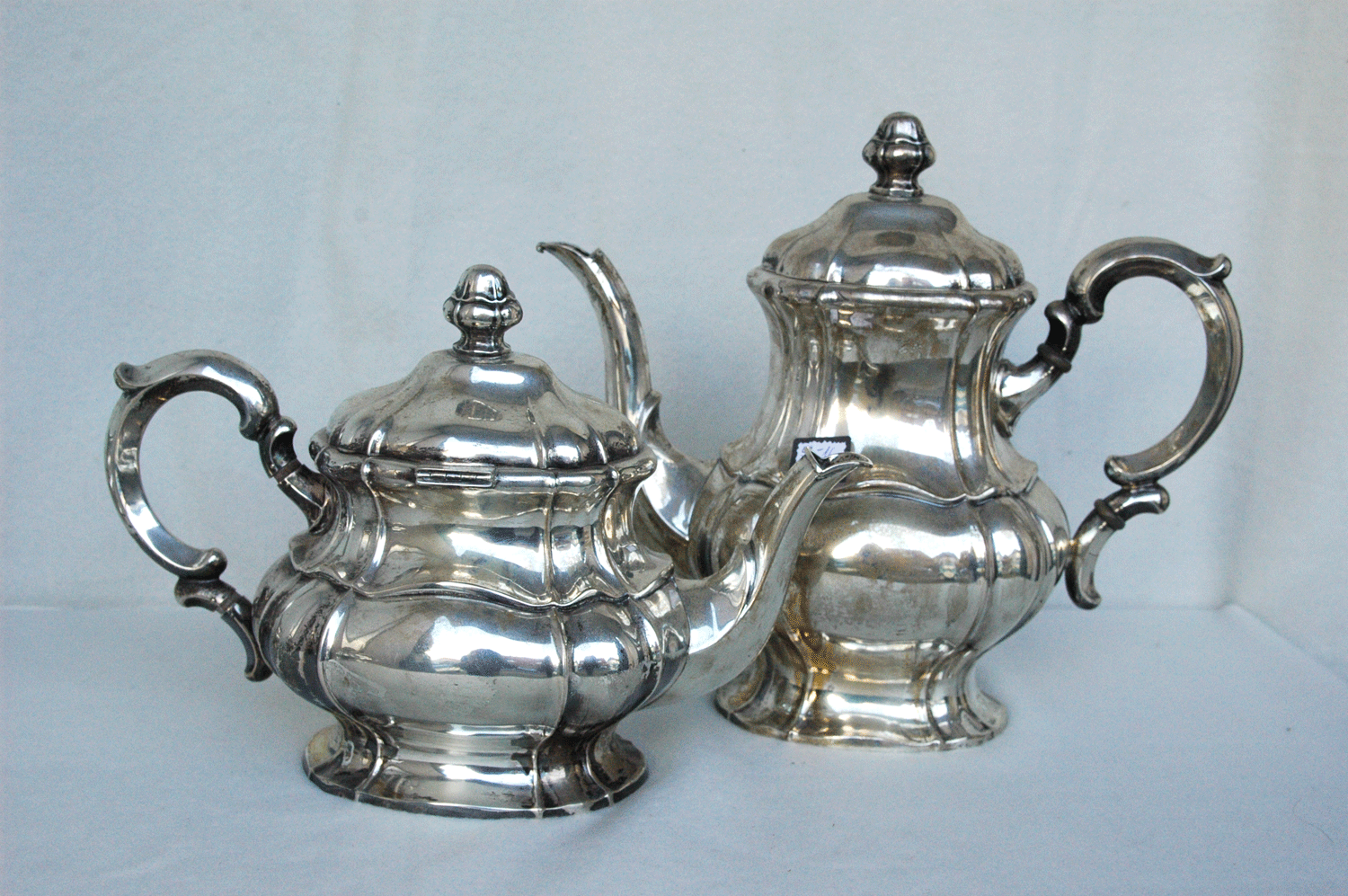 Kaffeekanne, Teekanne, Rahmservice, 835/- Silber, 1670 g - Bild 3 aus 7