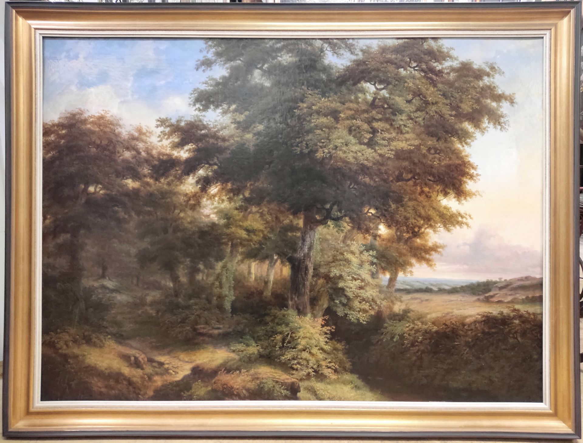 Émile Bert (1814-1874), "Waldlandschaft", Öl/Leinwand, sig. u. dat. (18)49