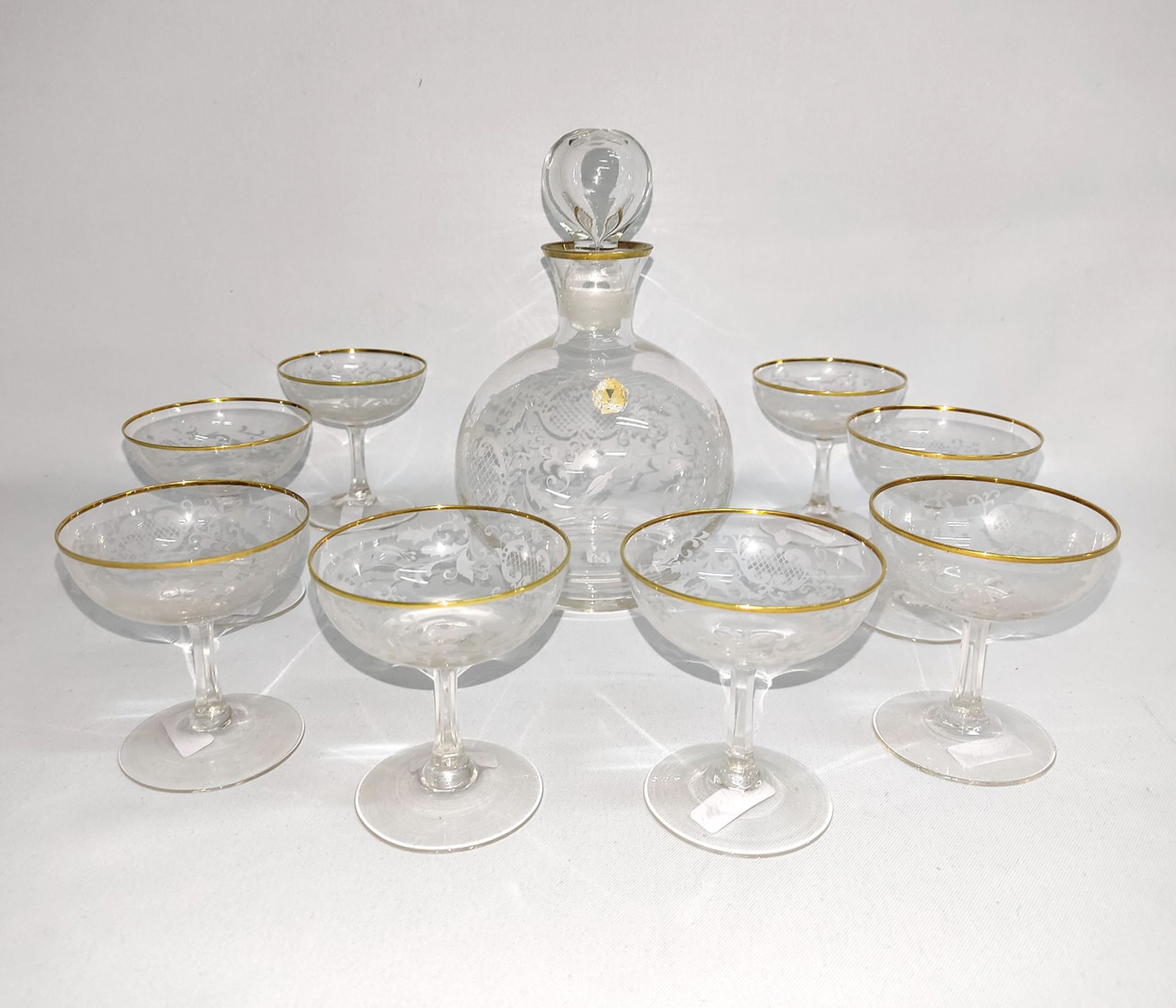 Glaskaraffe mit 8 Gläsern "Mozart Glas" Kristallglasfabrik Spiegelau