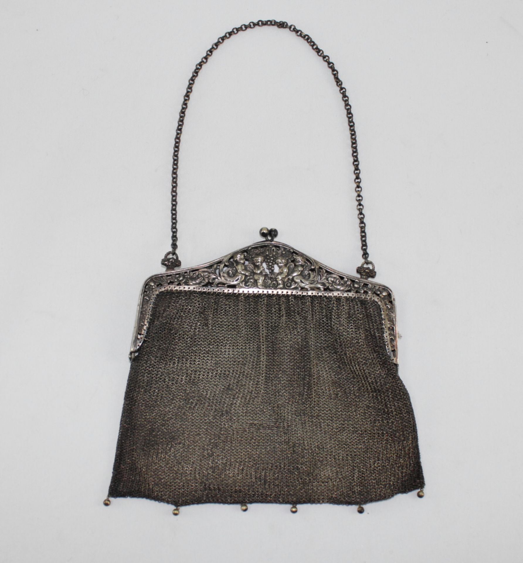 Handtasche Silber, Alpacca, um 1900