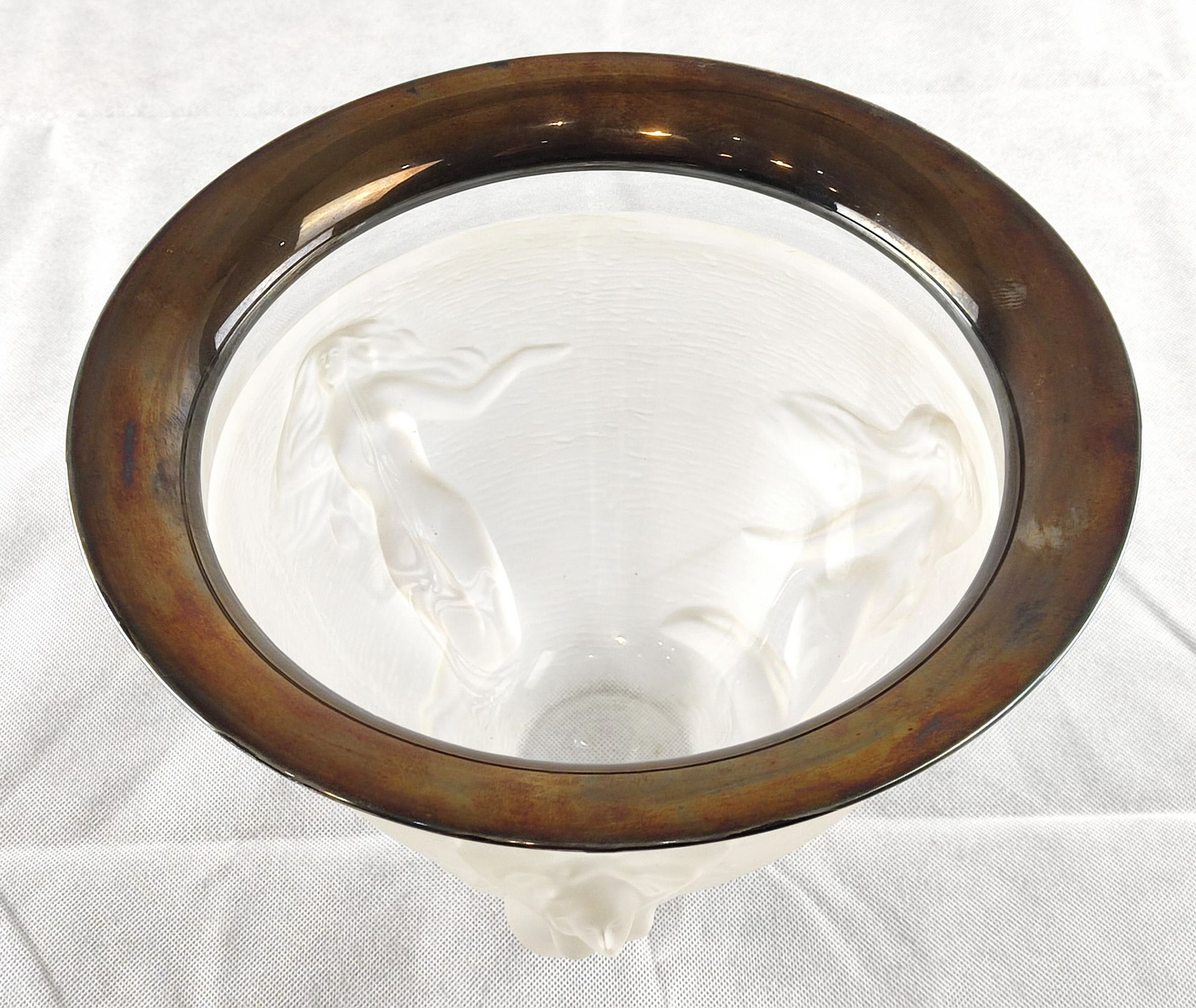 Glasbowle mit Silbermontierung Stil LALIQUE mit reliefierten Meerjungfrauen - Image 2 of 2