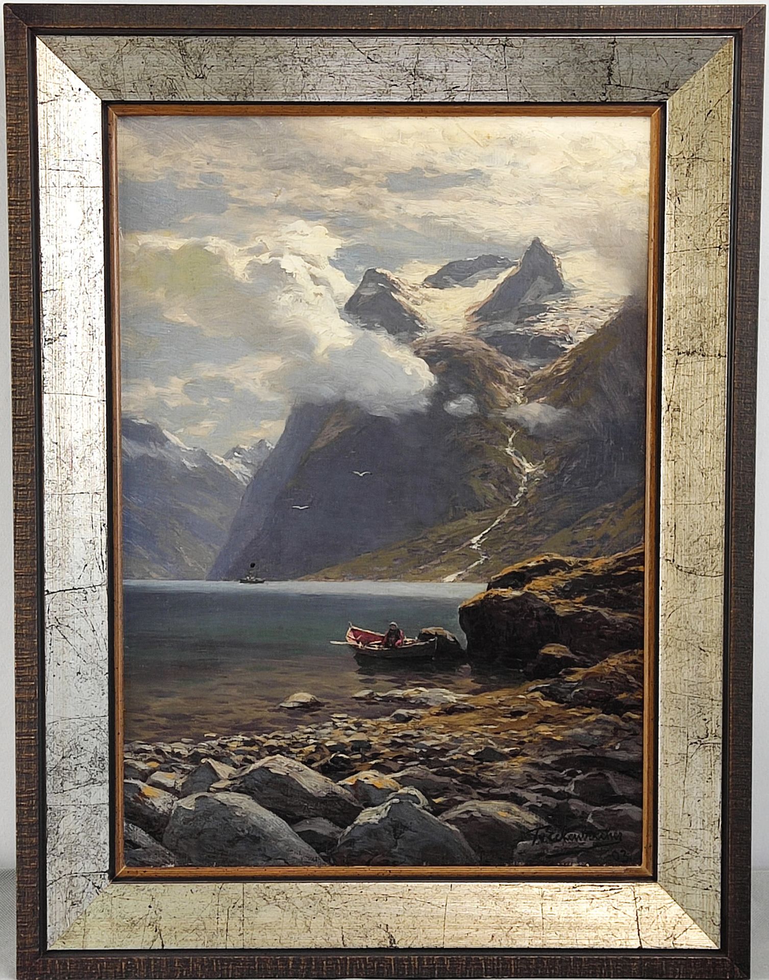 Themistocles VON ECKENBRECHER (1842-1921), Fjordlandschaft mit Fischerbooten