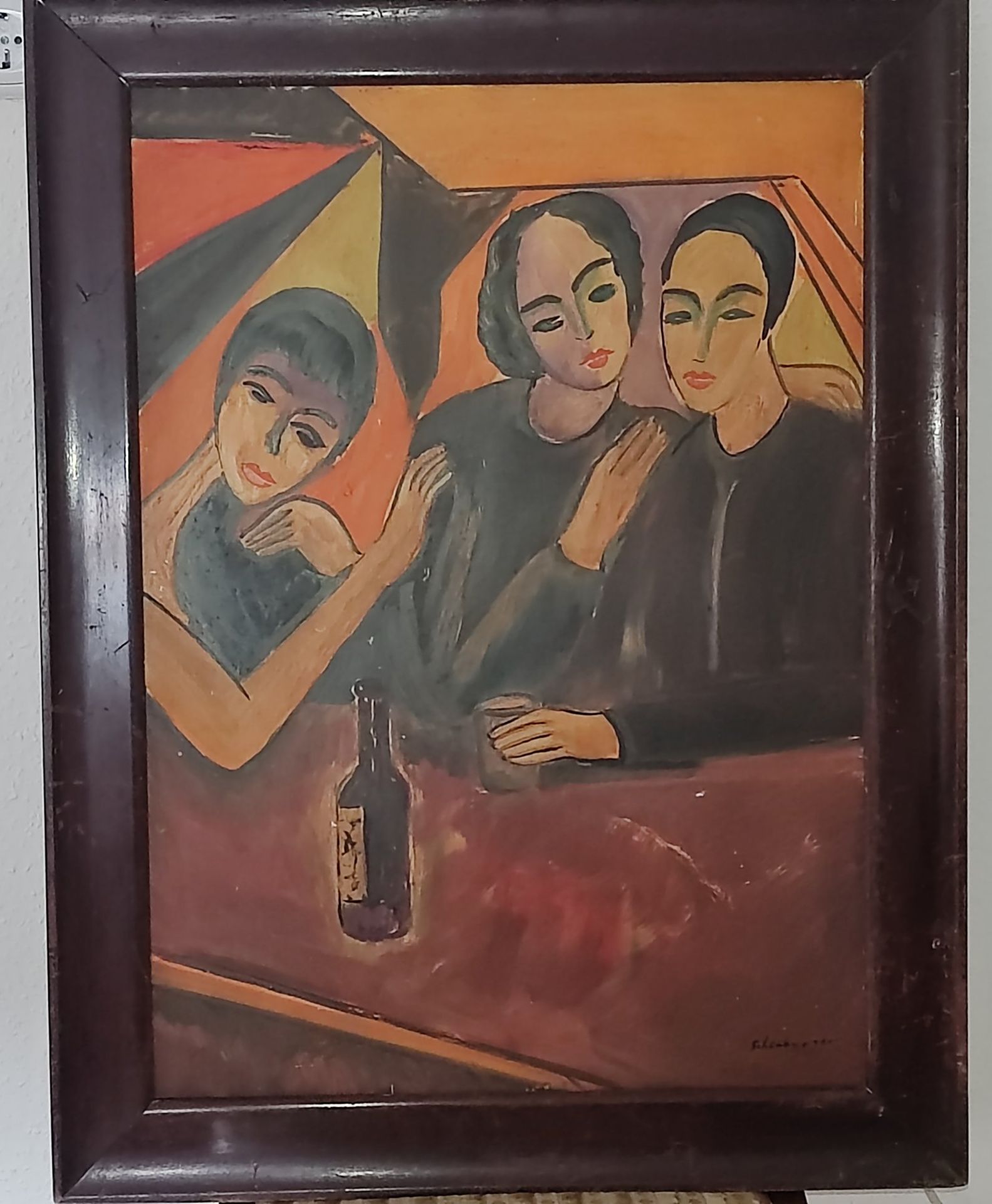 Kopie nach Armand Schönberger (1885-1974), "Personen im Café", Öl/Platte - Bild 2 aus 8