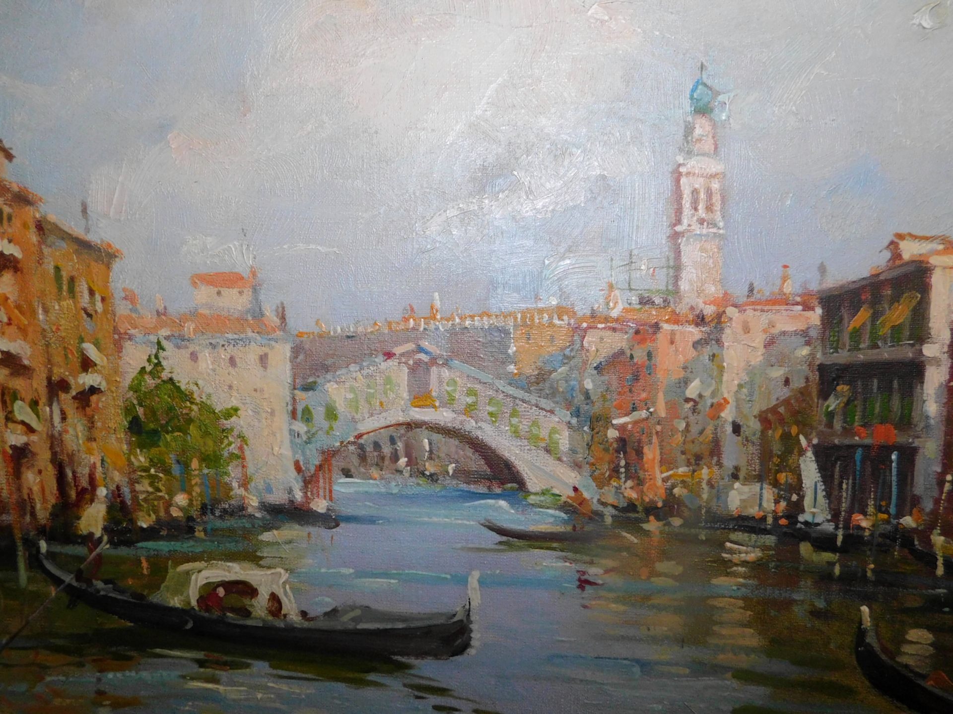C. Vianello, 19./20.Jh., "Ansicht von Venedig" Öl/Leinwand., sig., 70x100 cm - Image 6 of 6