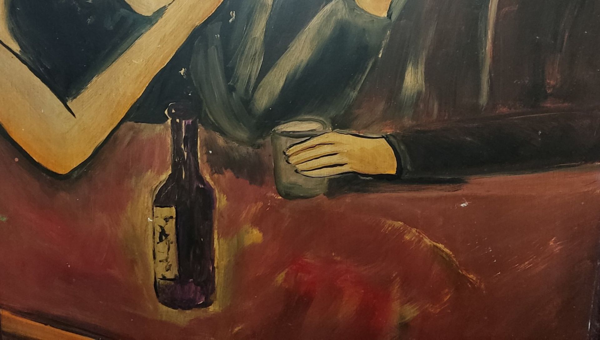 Kopie nach Armand Schönberger (1885-1974), "Personen im Café", Öl/Platte - Bild 3 aus 8