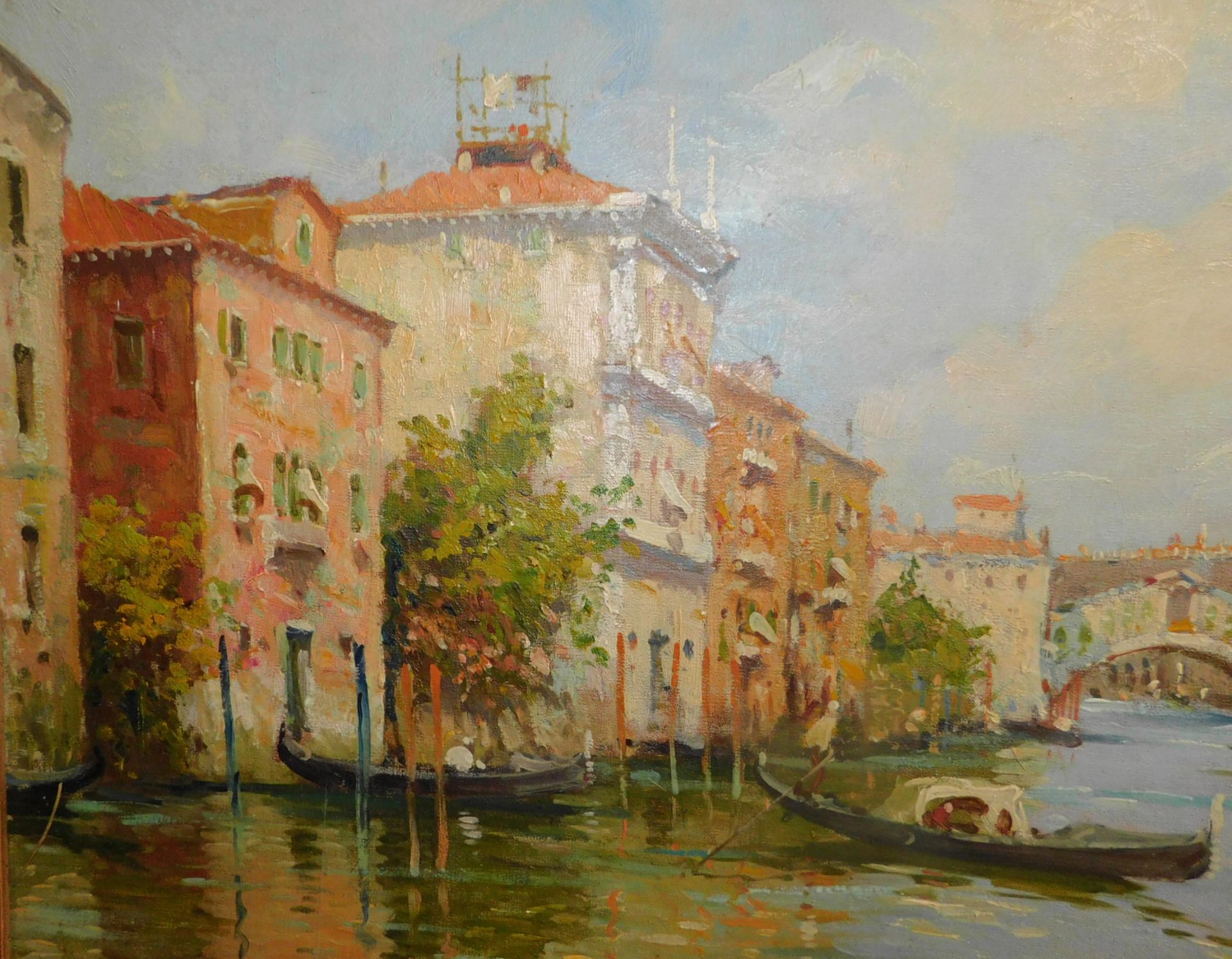 C. Vianello, 19./20.Jh., "Ansicht von Venedig" Öl/Leinwand., sig., 70x100 cm - Bild 4 aus 6