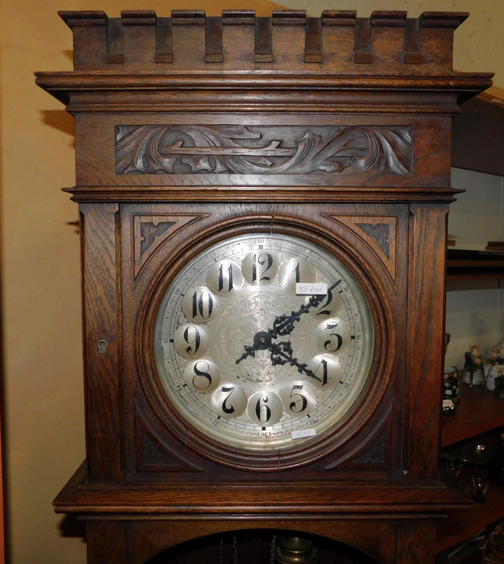 Jugendstil Standuhr, Uhrwerk Lenzkirch, H: 235 cm - Bild 3 aus 6