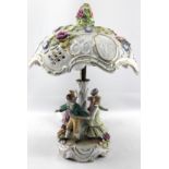 Porzellan-Tischlampe mit Figuren, Thüringen