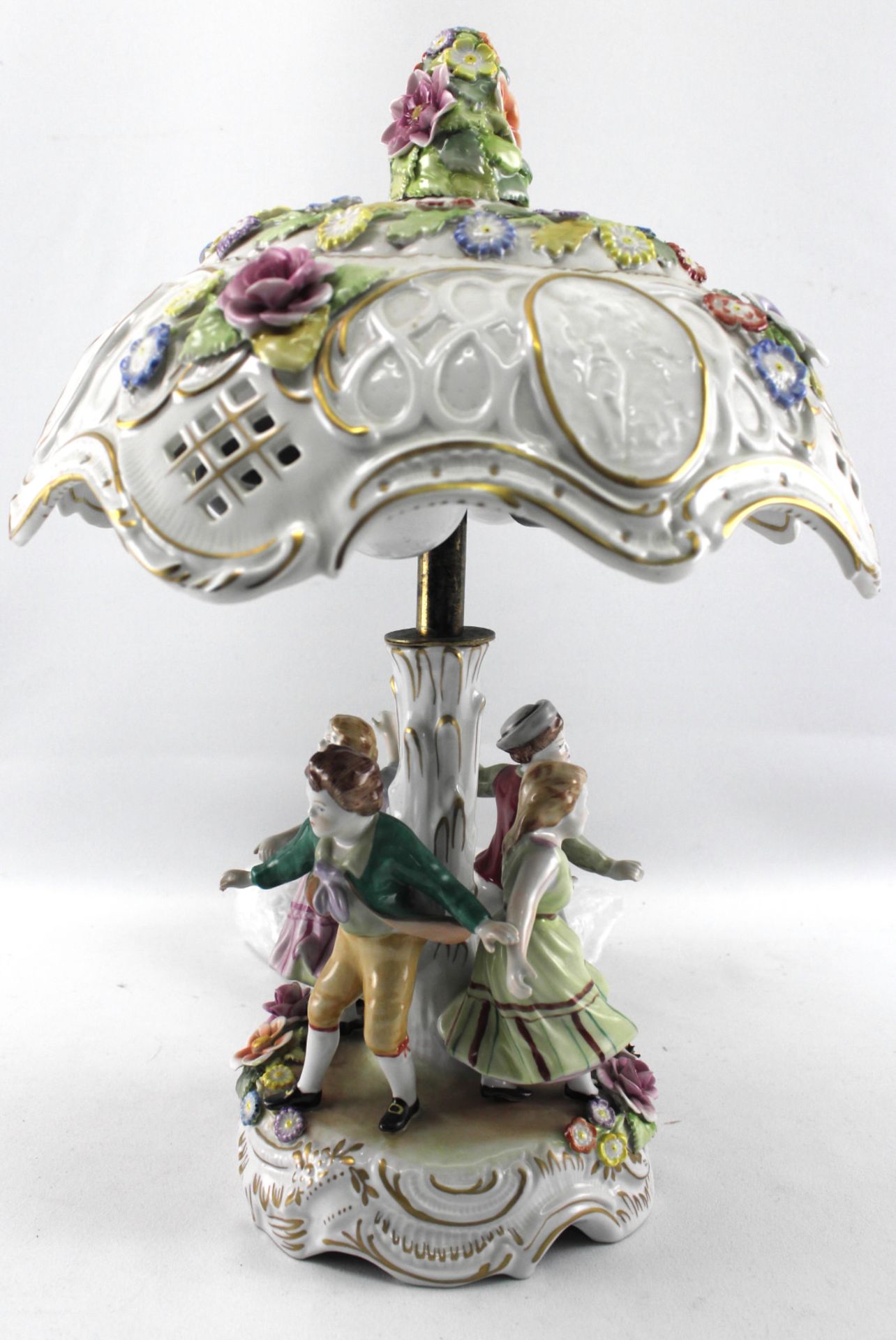 Porzellan-Tischlampe mit Figuren, Thüringen