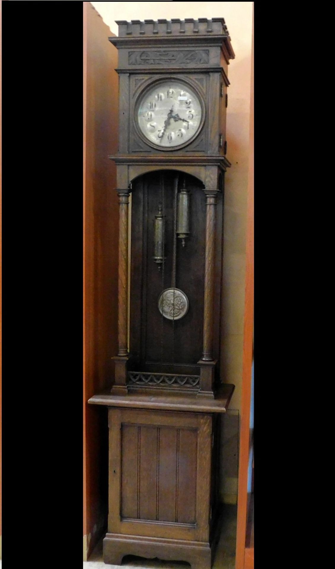 Jugendstil Standuhr, Uhrwerk Lenzkirch, H: 235 cm