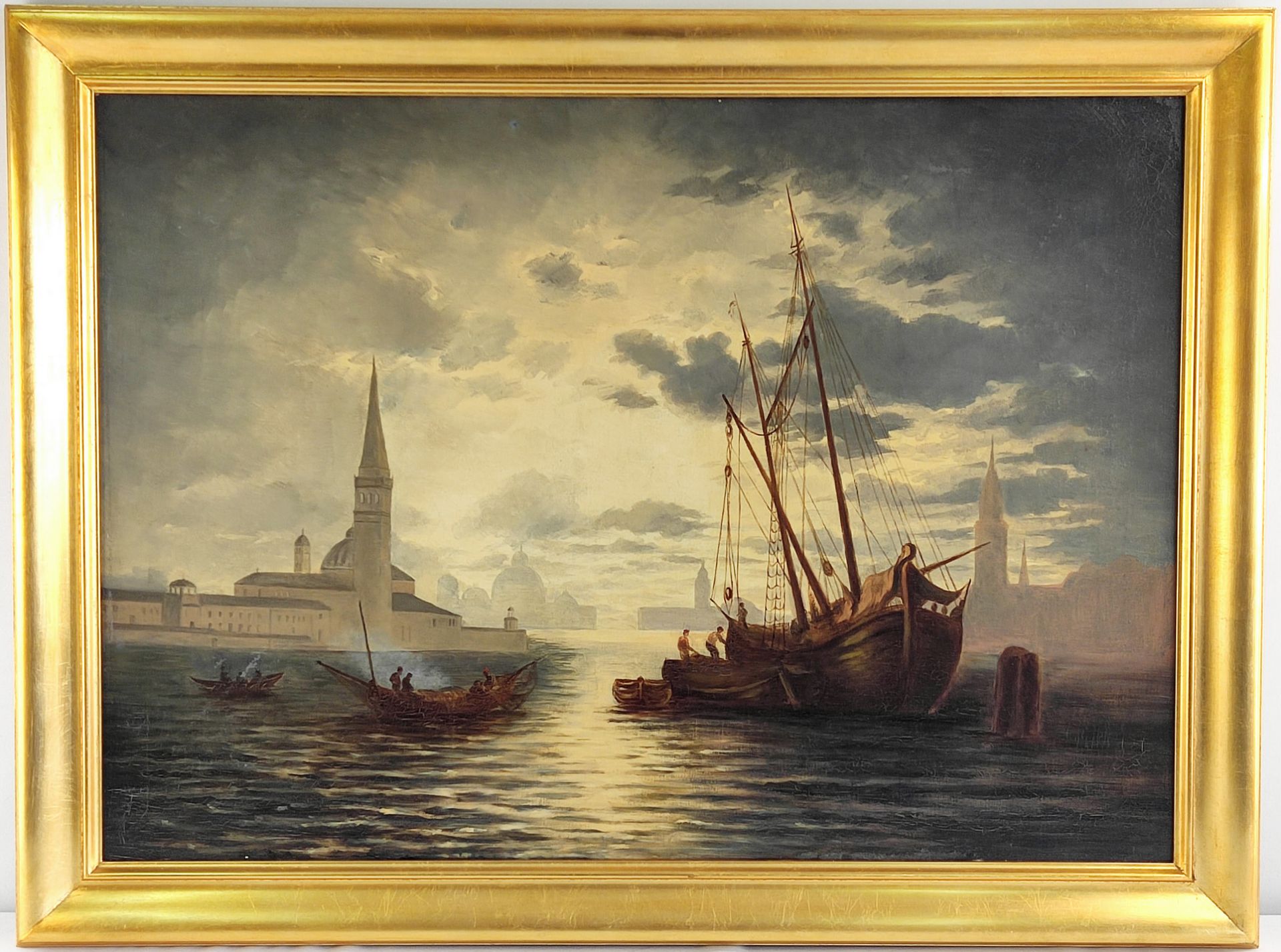 Vedutenmaler 2.H.19.Jh. "Fischerboote im Hafen von Venedig"