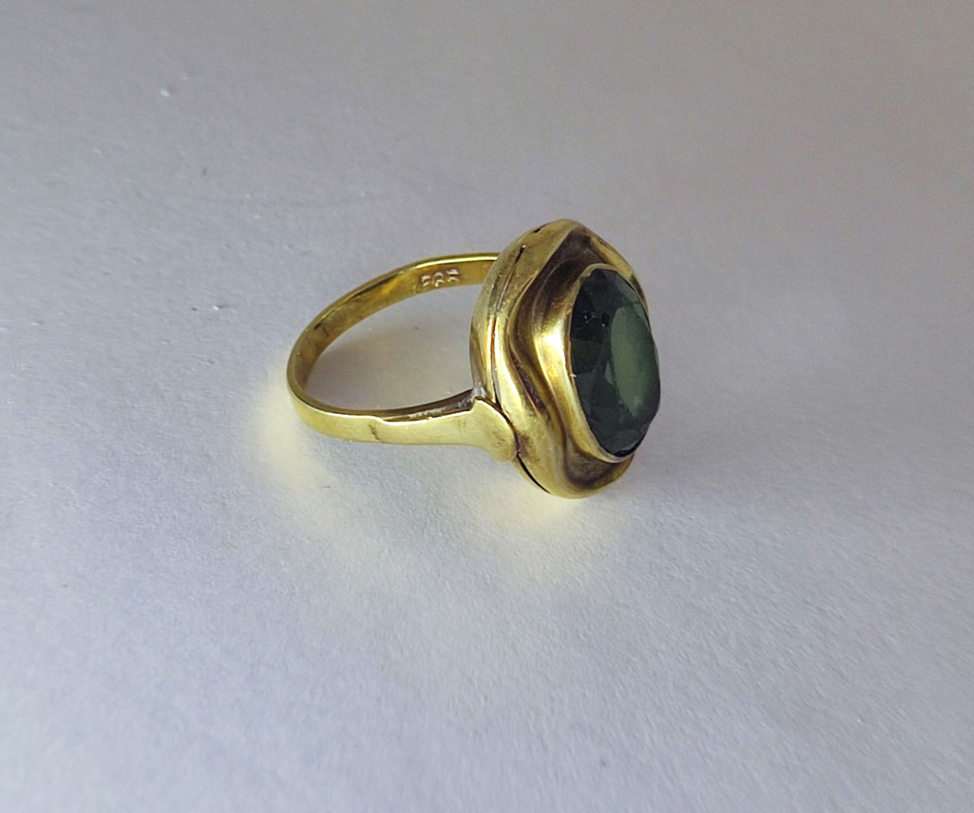 Art Déco-Turmalin-Ring, Gelbgold 585