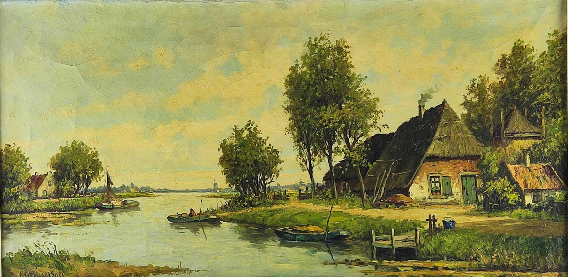 "Bauernhaus am Fluss", unbek.Künstler 20.Jh - Bild 2 aus 3