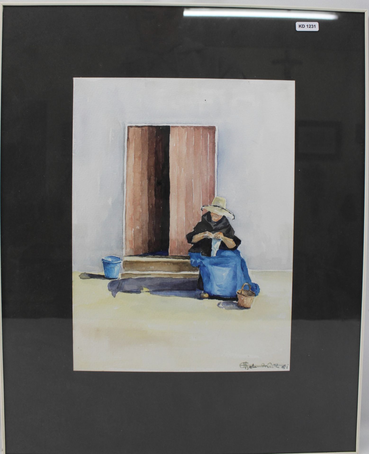 "Frau auf den Stufen" Aquarell, sign./dat. Grotenbruch (19)81