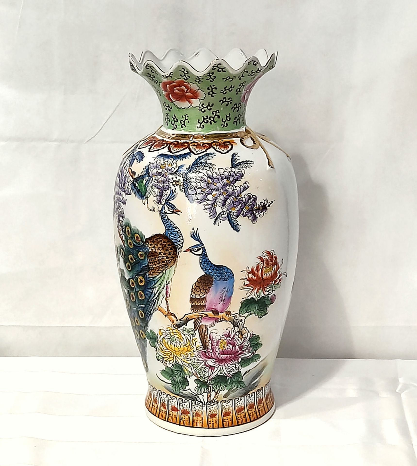 Bodenvase, China 2.H.20.Jh., Vogel/Blumendekor