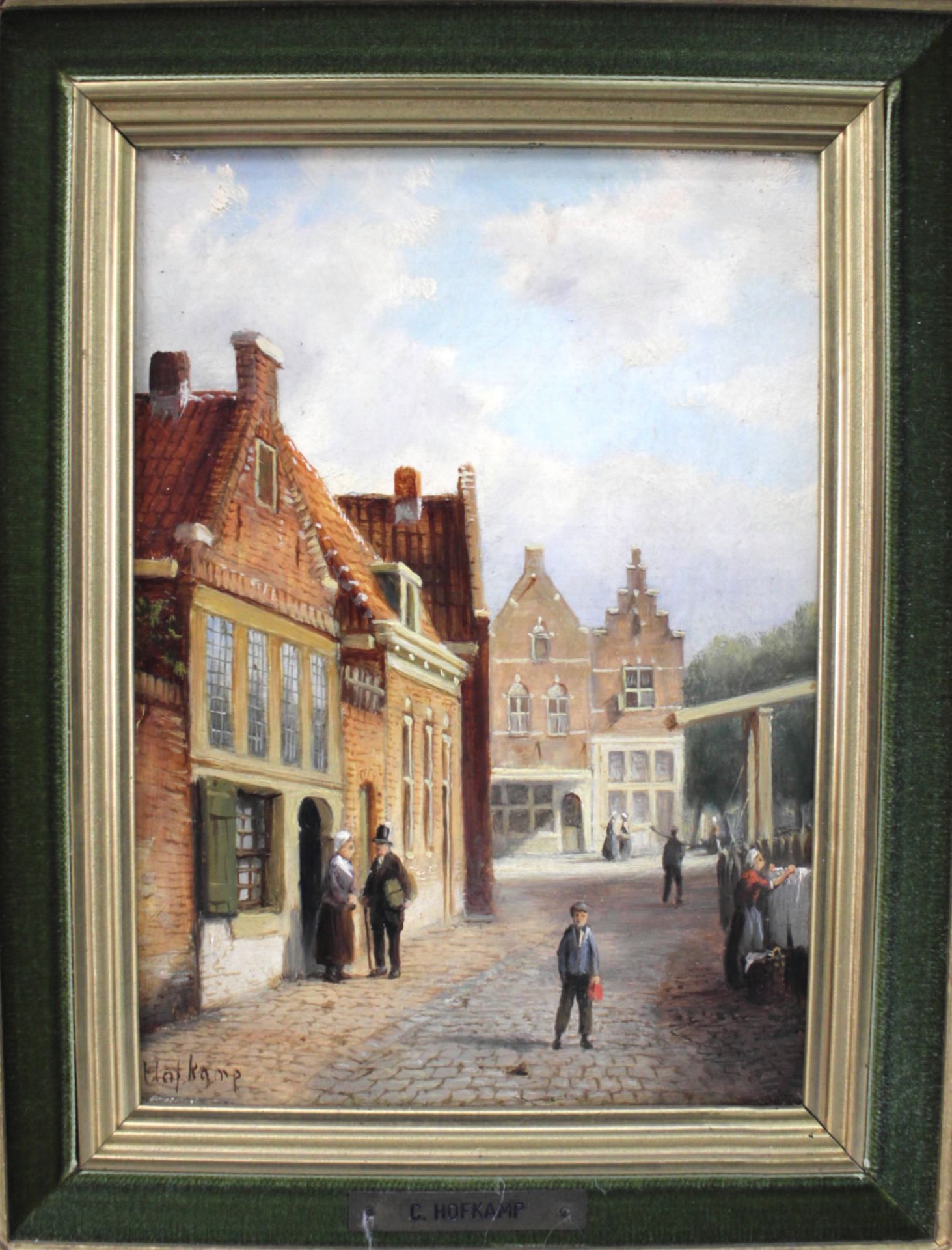 C. Hofkamp,19.Jh."Holländische Straßenszene" - Image 2 of 3