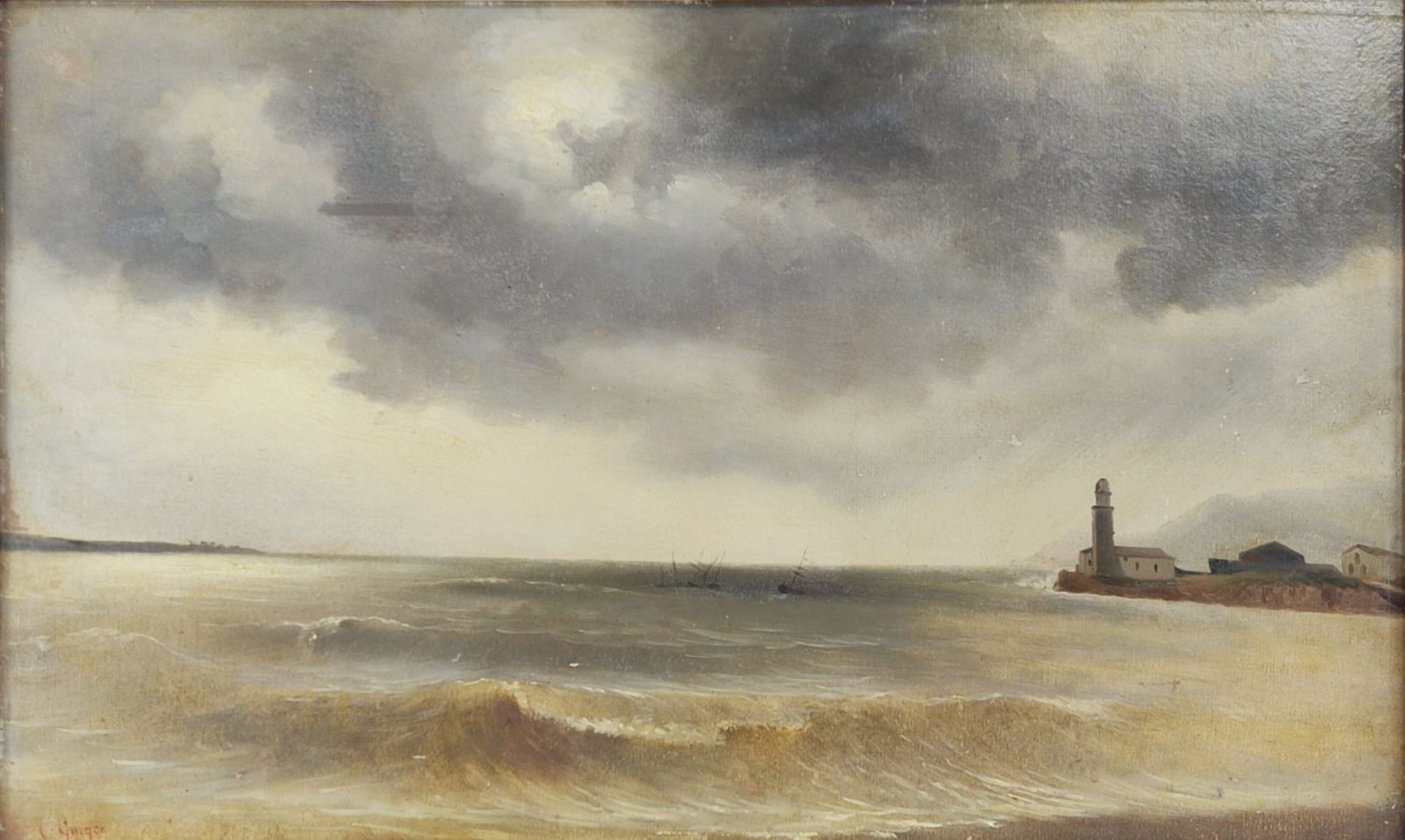 Charles Louis GUIGON (Schweiz 1807-1882) "Boote vor der Küste" - Bild 2 aus 4