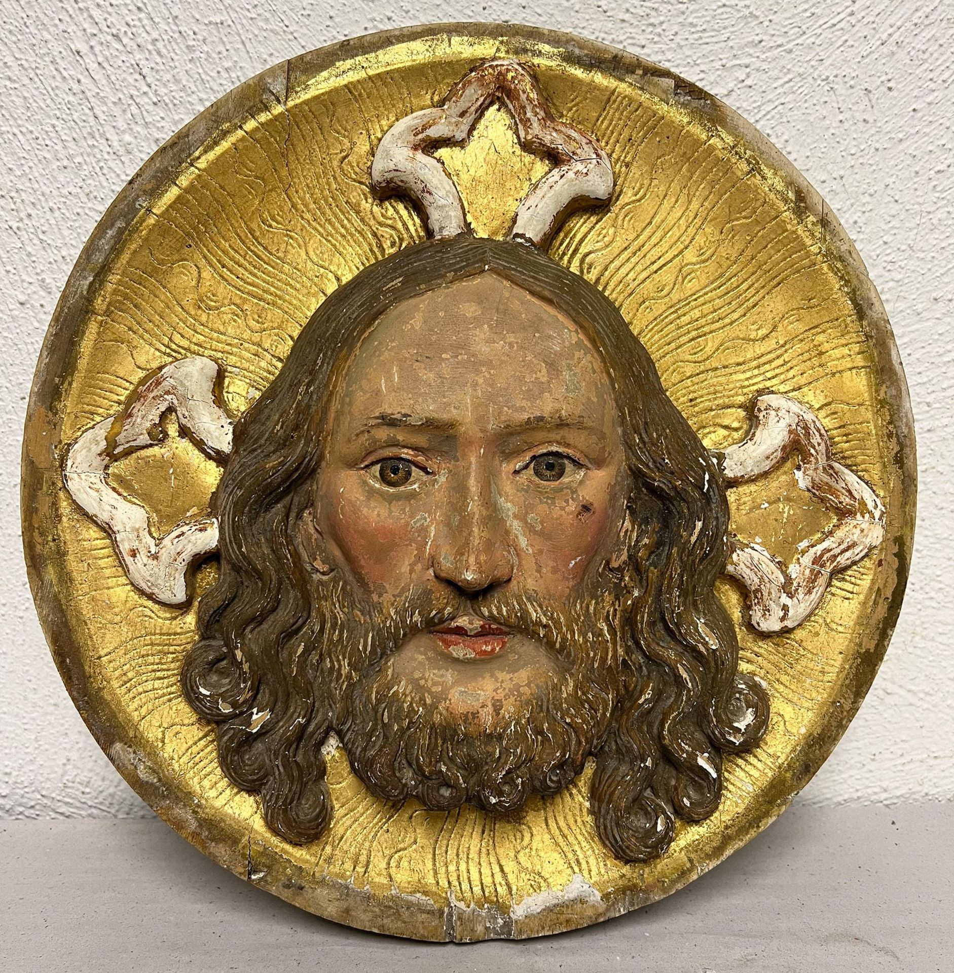 Prunkrahmen und Tondo eines Jesusreliefs/ decorative frame and tondo of a relief with the head of - Bild 5 aus 5