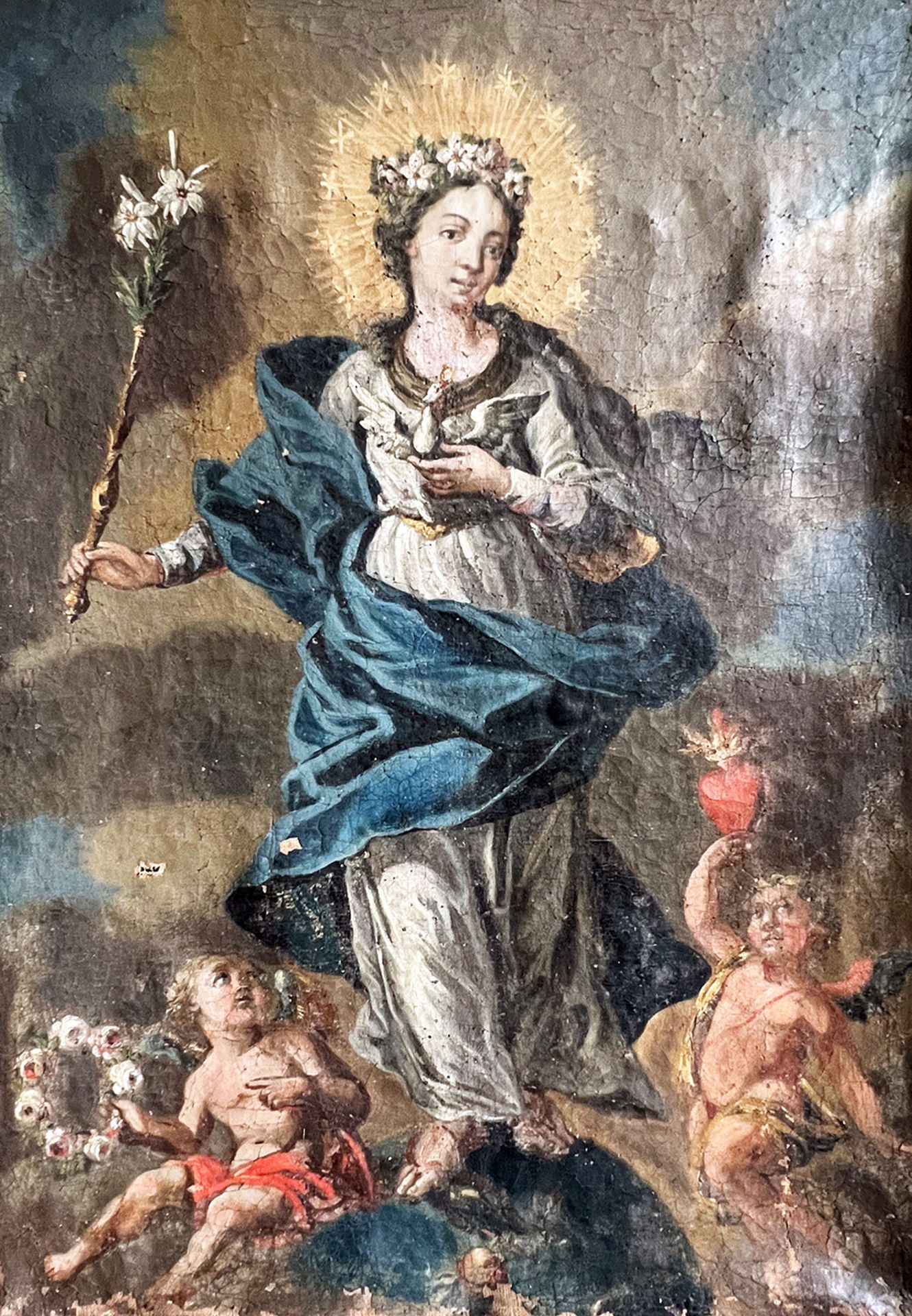 Fahne mit der Immaculata und Jesus Christus, zweiseitig/ flag with the Virgin Mary and Jesus Christ, - Image 4 of 4