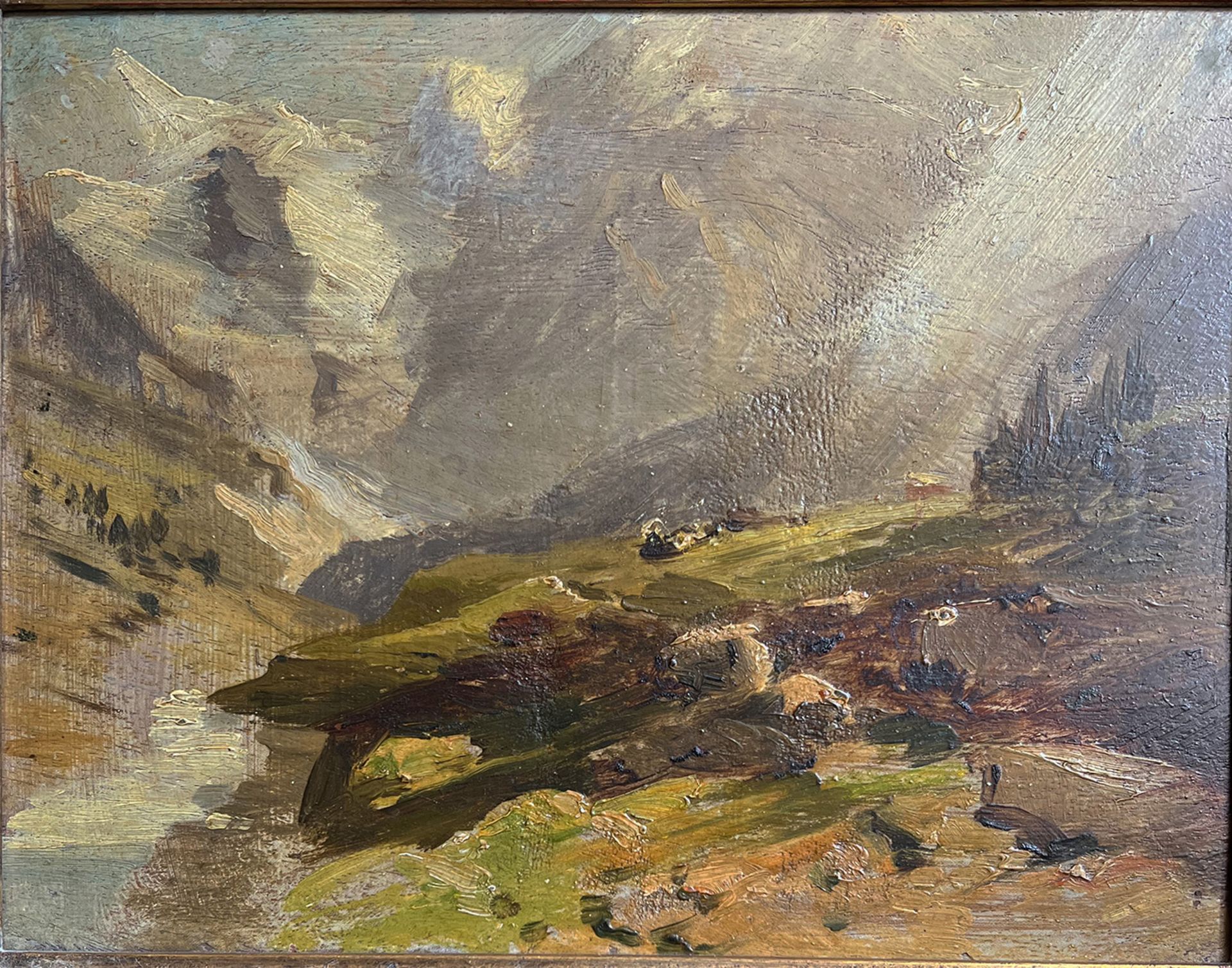 Albert August ZIMMERMANN (1808-1888) zugeschr., Landschaft in den Bergen mit starkem Lichteinfall