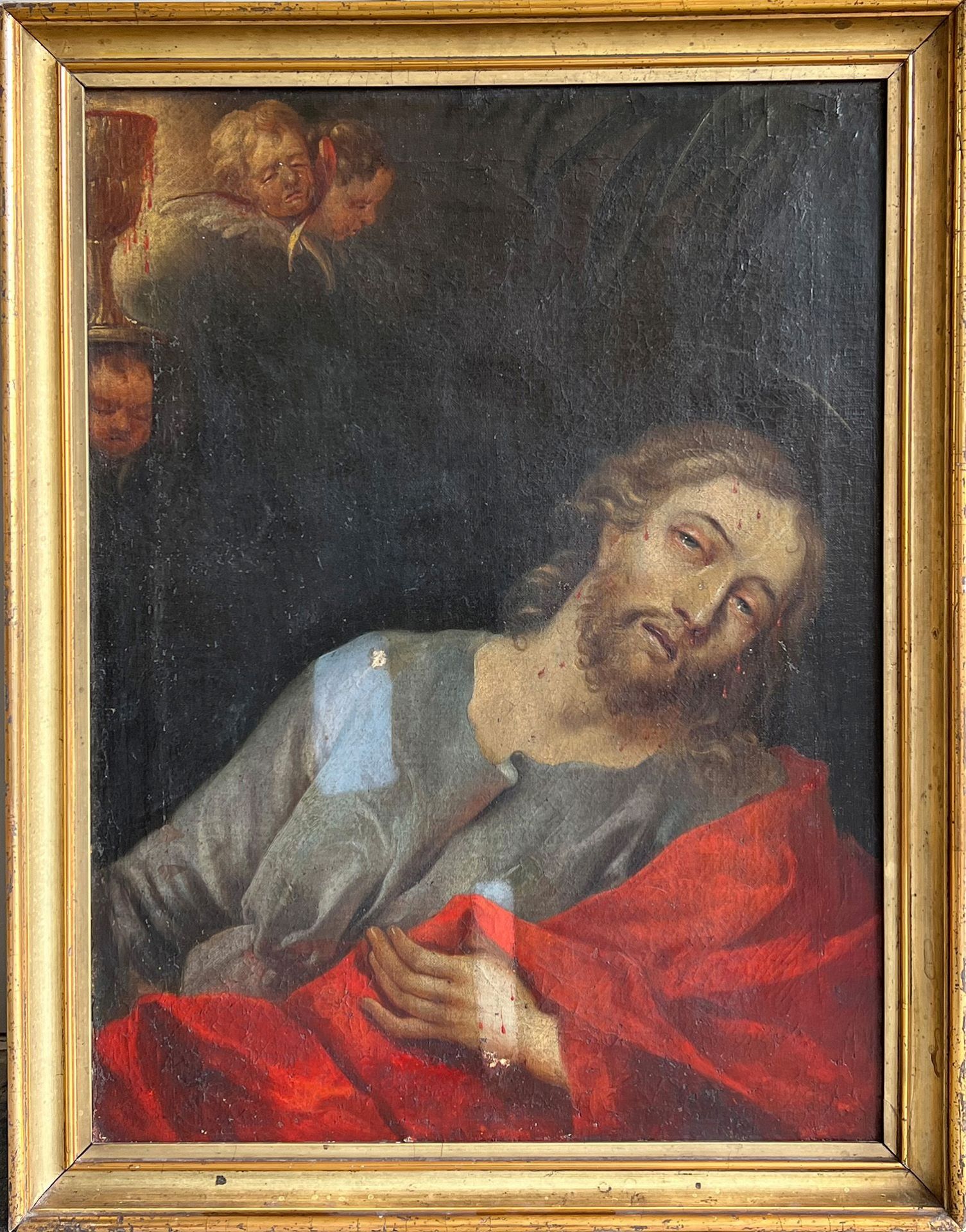 Jesus im Gebet/ Jesus praying. Süddeutsch, 18./19. Jh. In der linken oberen Ecke sind die Engel - Bild 5 aus 6