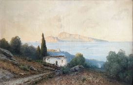 Askan Lutteroth (1842-1923), Mediterrane Küstenlandschaft in mildem Licht, mit Blick von Sorrent aus
