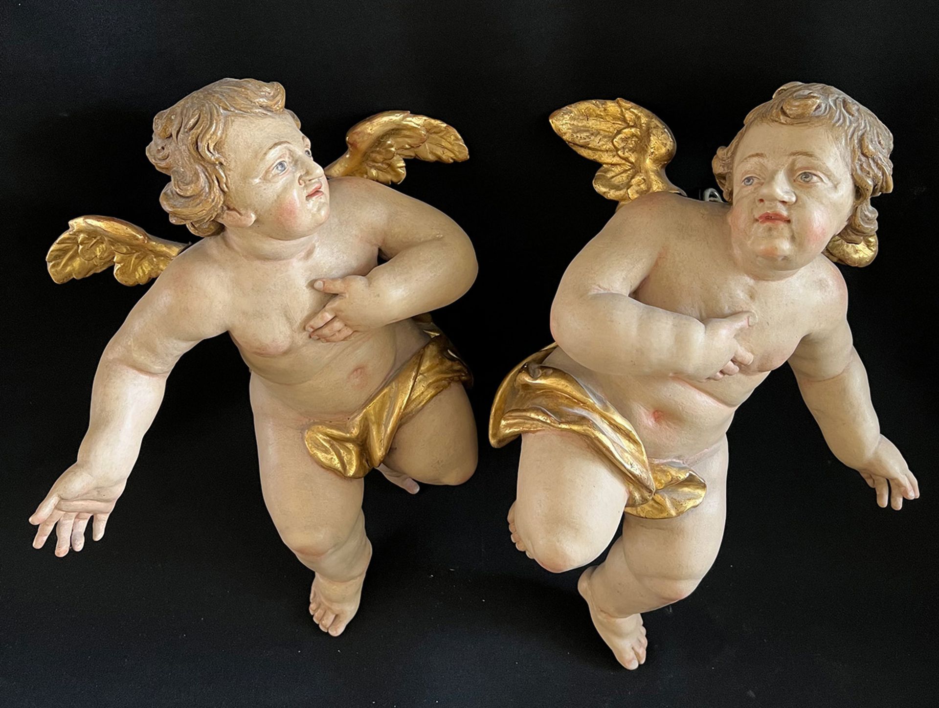 Süddeutsch, 18./19. Jh., Paar Engel.Southern Germany, 18th/1ith century, pair of angels. Barock, - Image 5 of 9