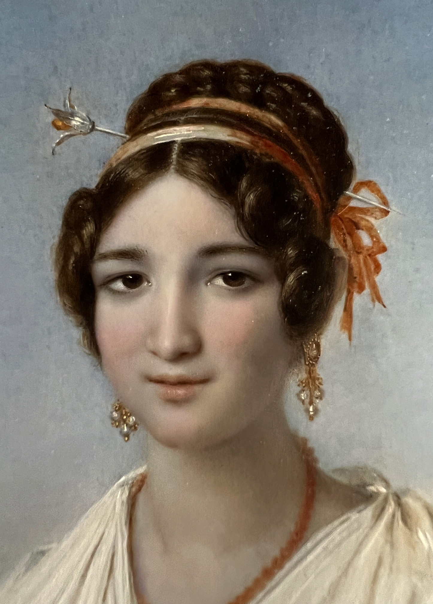 Bianca FESTA (1802-1884), Portrait einer schönen Römerin mit rotem Kleid, weißer Spitzenbluse und - Image 6 of 10