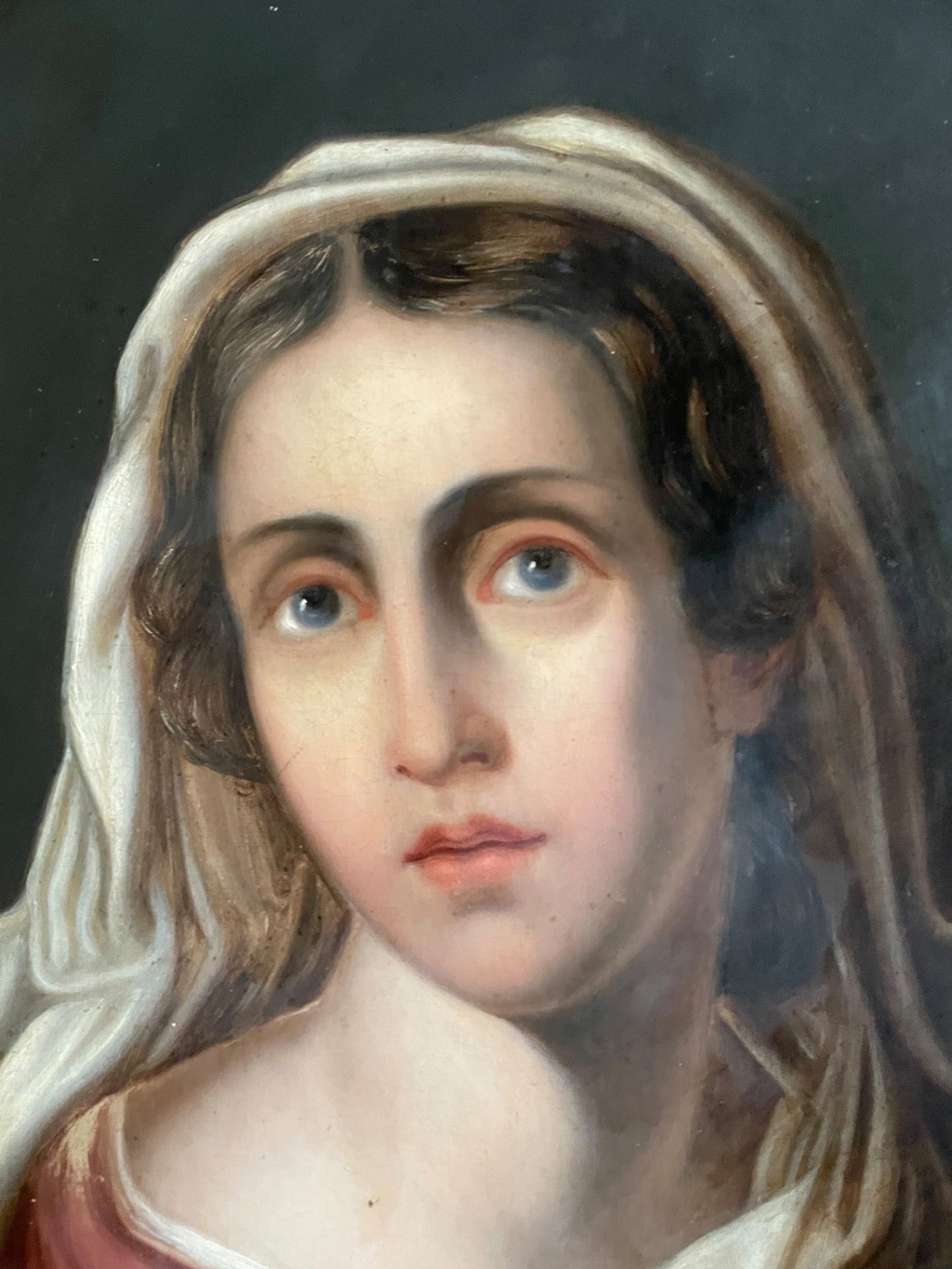 Madonna mit Kind, 19 J., Kopie nach Bartolomé Esteban Murillo (1617-1682), Öl/Lwd, Farbabplatzungen, - Image 5 of 6