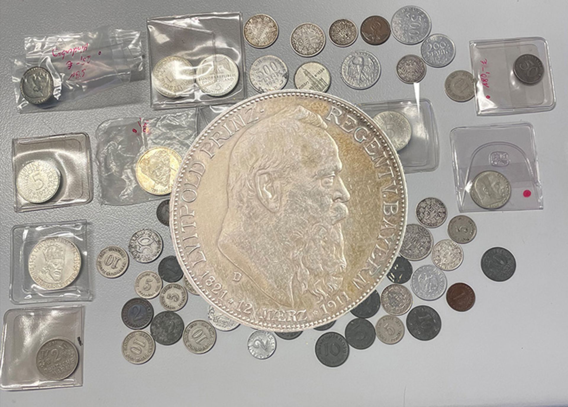 Konvolut Münzen, Deutschland und Österreich, Kaiserreich bis Republik, datunter 5 DM Stücke, 1966 F,
