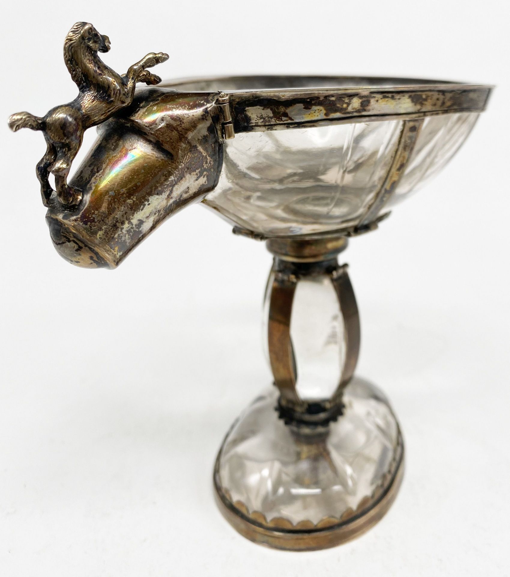 Pokal aus Bergkristall mit Silbermontierung (Silber geprüft), eiförmige Kuppa und ovaler Sockel, - Image 5 of 13