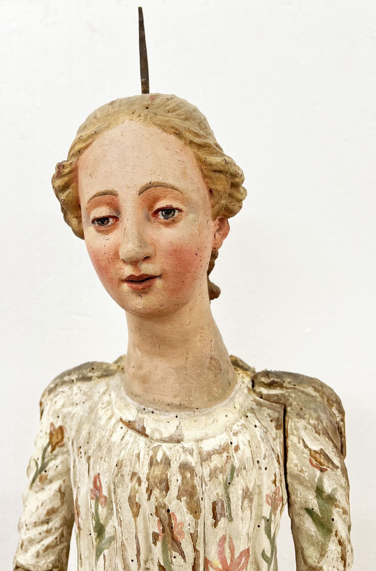 Weibliche Heilige/ Female saint. Frankreich, 17./18. Jh., Holz. Kopf und Körper Marriage, - Bild 5 aus 7