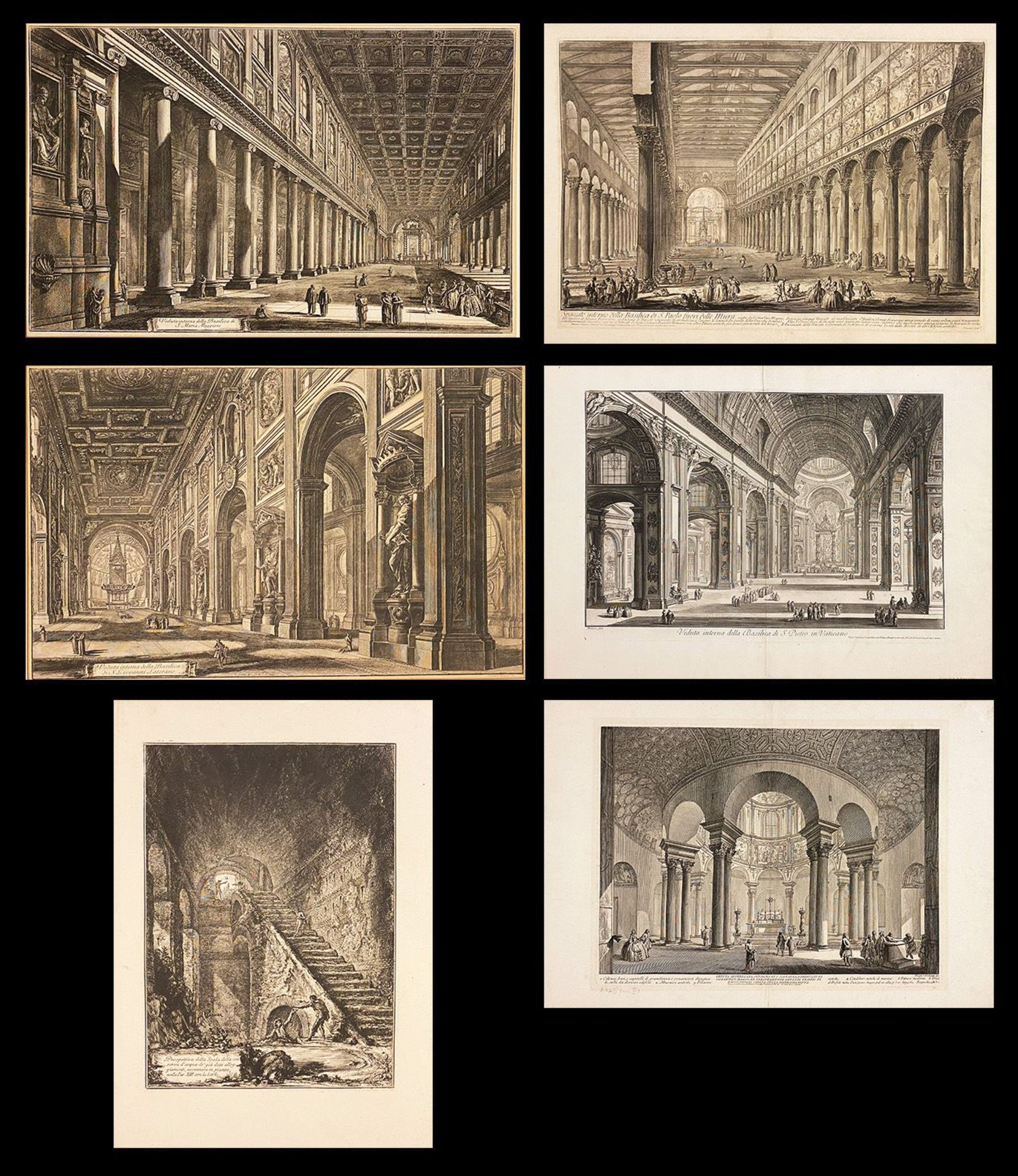 Giovanni Battista Piranesi (1720 Venedig - Rom 1778), 6 Radierungen: "Spaccato interno della