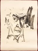 Heinz Tetzner, Männerportrait, wohl Selbstbildnis, Lithographie, signiert und nummeriert, 55 x 39