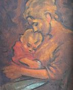 Köhler, Mutter mit Kind, signiert, Öl/Lwd, 33 x 28 cm