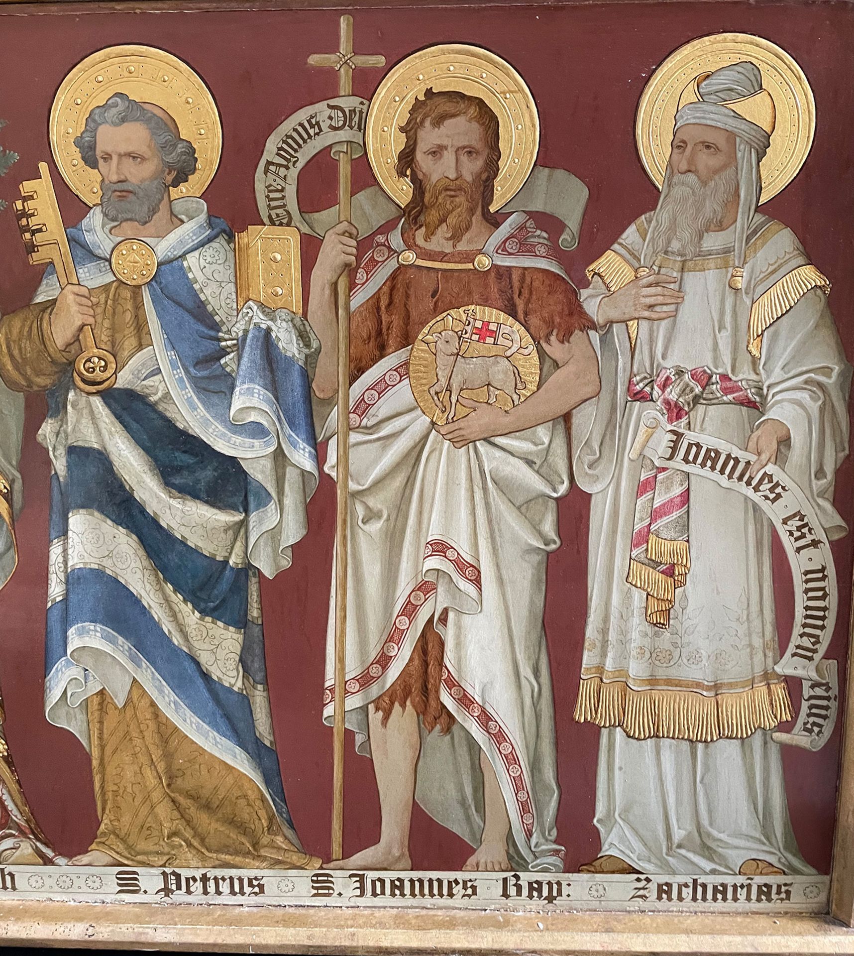 2 Gemälde, 19 Jh., Öl mit Goldauflage auf Holzplatte: 1. Gemälde zeigt: Timotheus, Paulus, - Image 13 of 16
