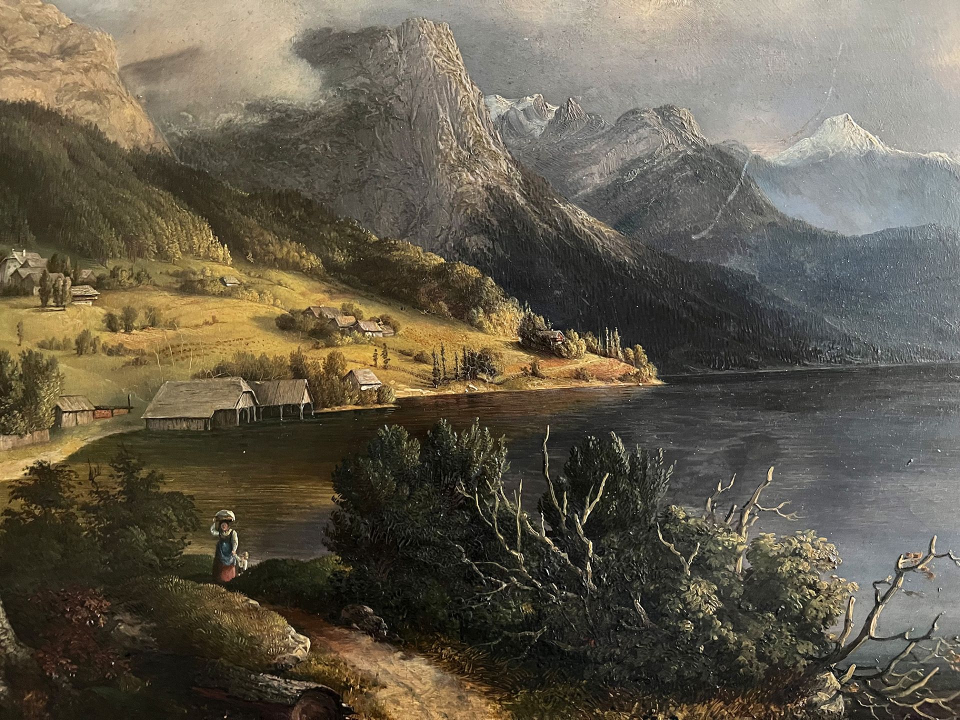 C. von Kratzer, Landschaft mit See und Bergen unter stimmungsvollen Wolken, signiert und datiert - Bild 3 aus 6