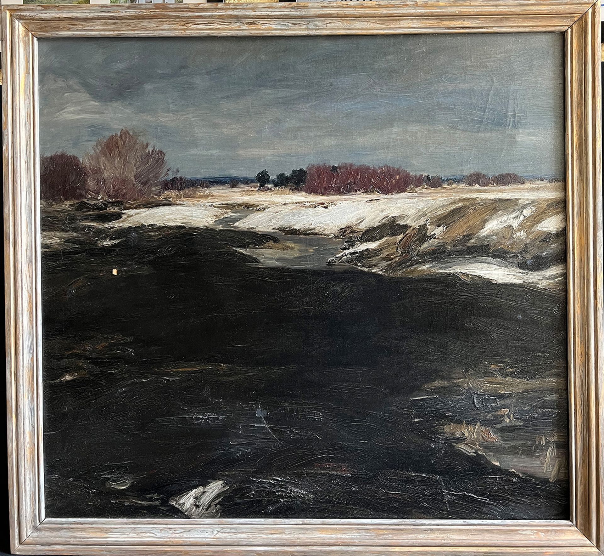 Fritz BRÄNDEL (1869-1930), Landschaft an der Isar, signiert, rücks. bez. Moos bei Dachau 1911, Öl/ - Bild 2 aus 8