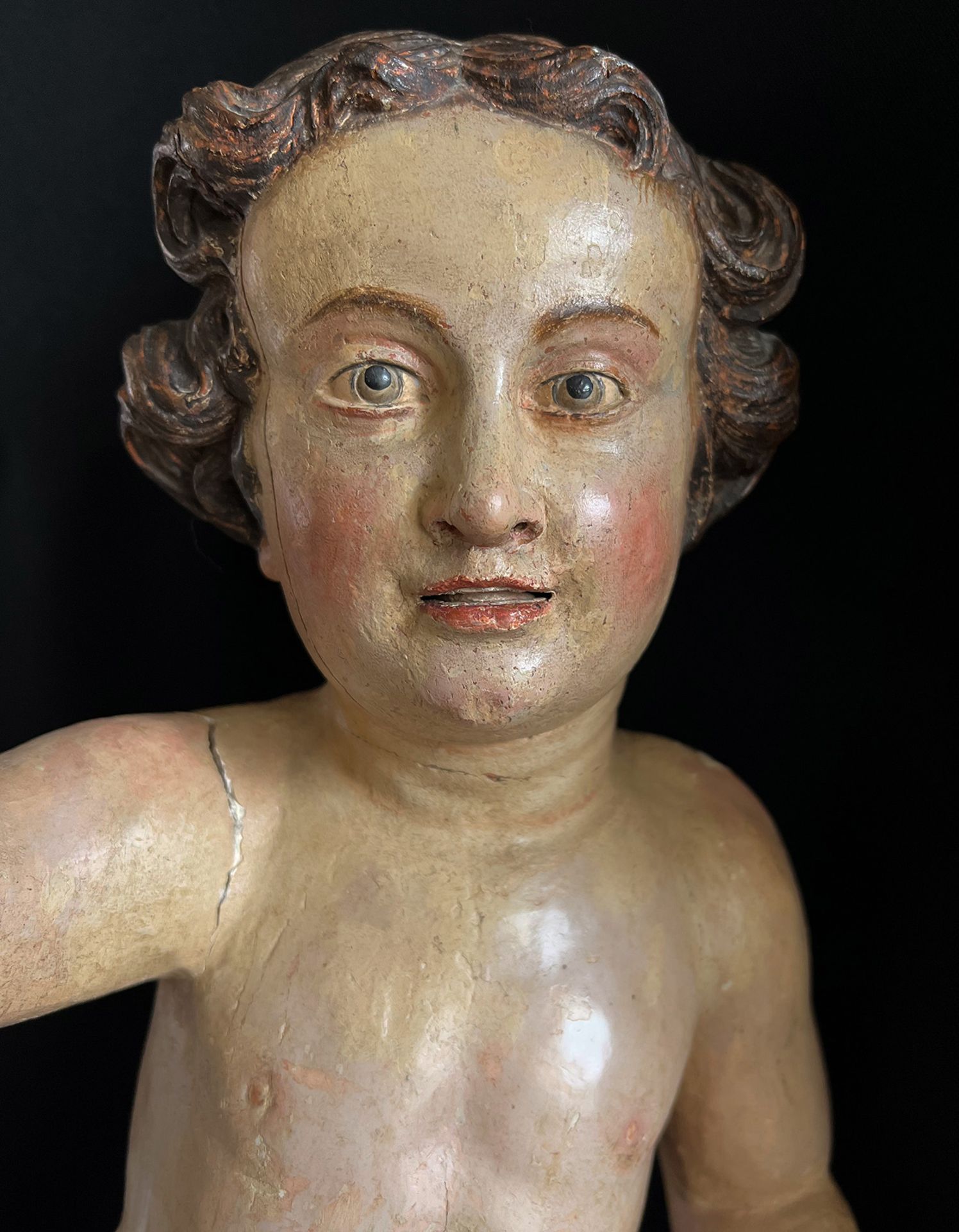 Italien, 18. Jh., Christuskind, stehend, mit Segensgestus, Holz, farbig gefasst, teils besch., - Image 4 of 5
