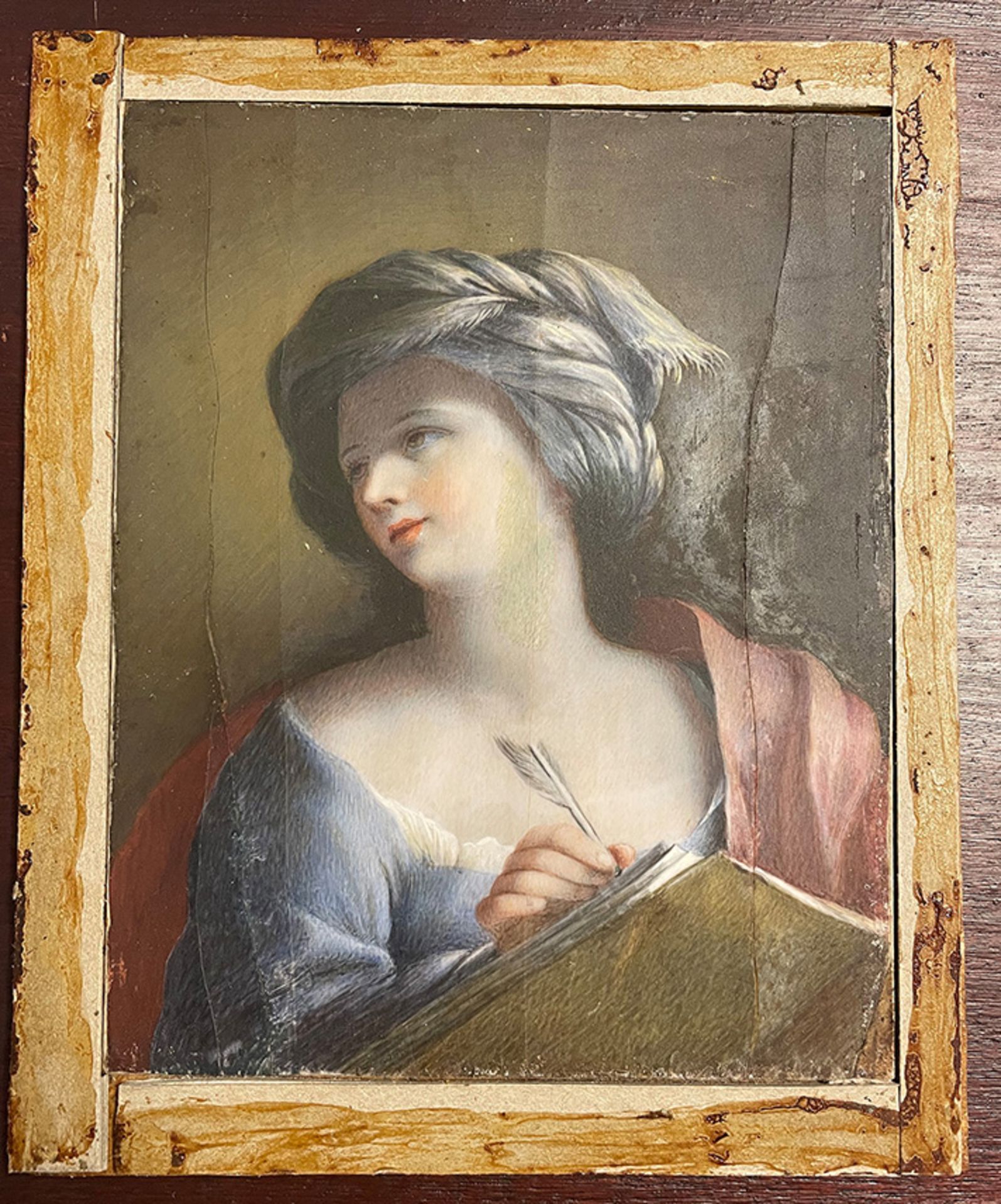 Frau mit Turban, 18. Jh., Öl auf Horn o. Bein, Altersspuren, 13,5 x 11 cm - Image 4 of 4