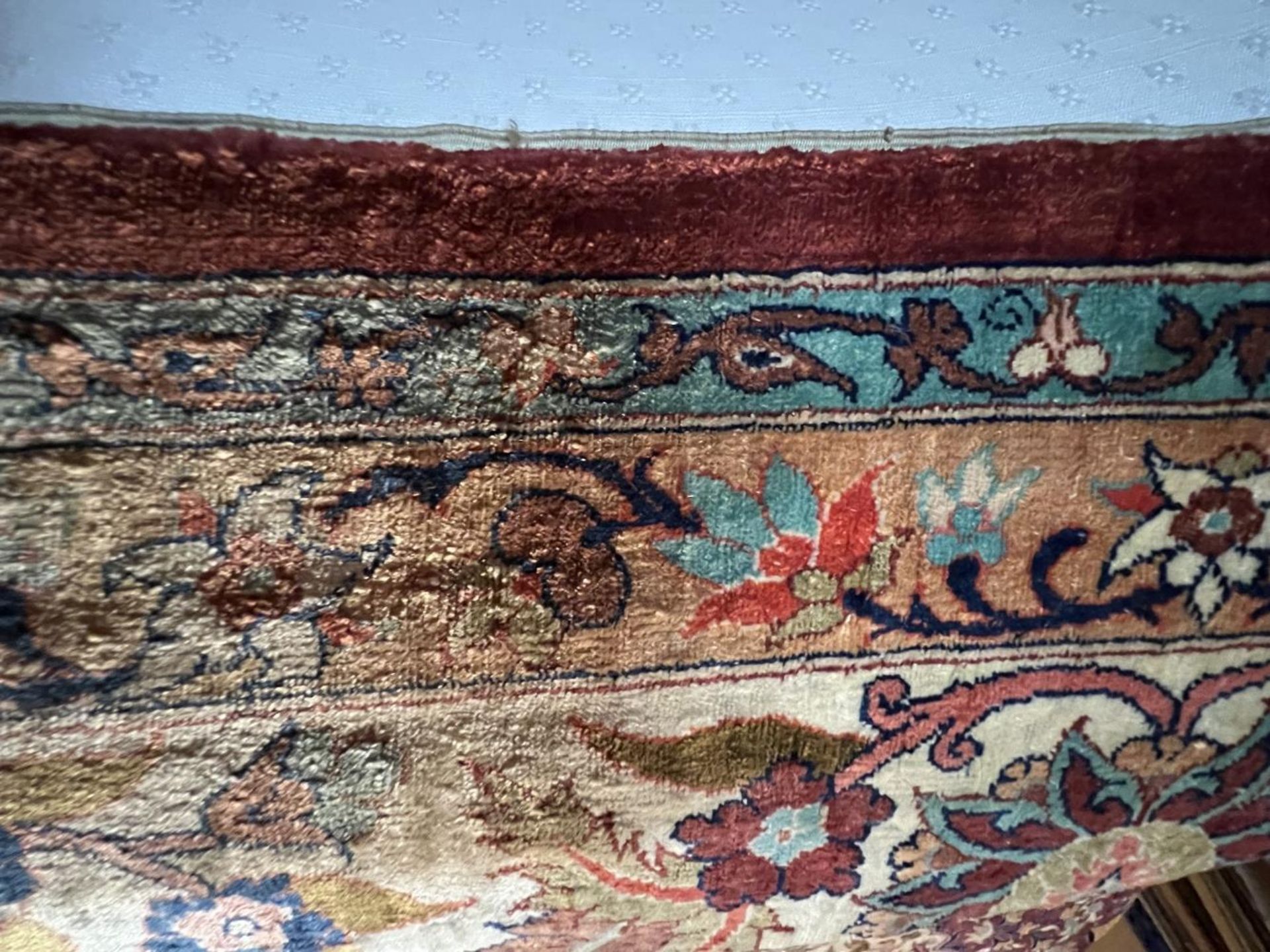 Seidenteppich, Hereke, Seide, Lebensbäume, Vögel, guter Zustand, 160 x 100 cm. Silk carpet, - Image 8 of 18