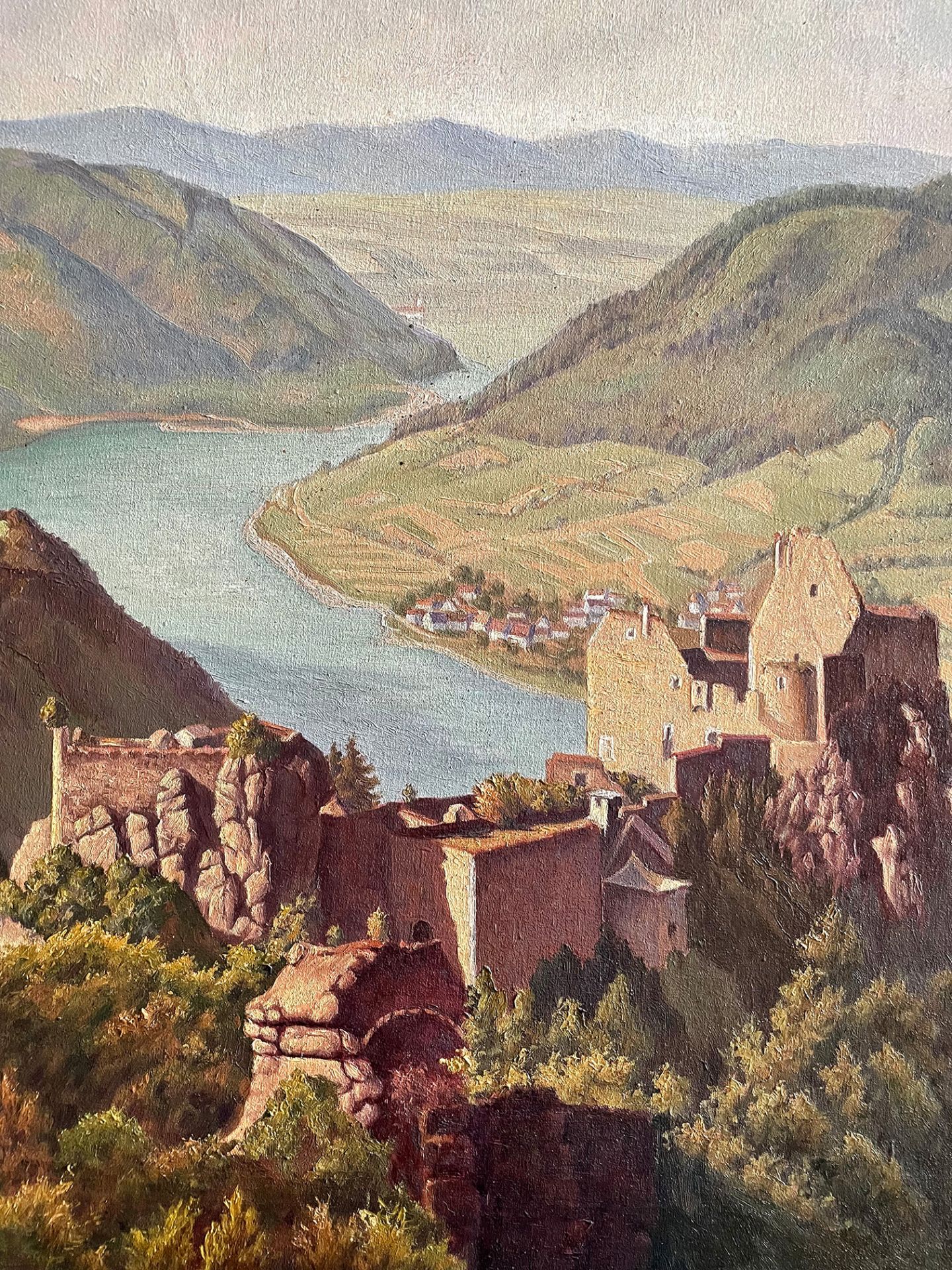 H. Wintzen. Blick auf die Burgruine Aggstein und die Donau in der Wachau, signiert und dat.: (19)49, - Image 5 of 7