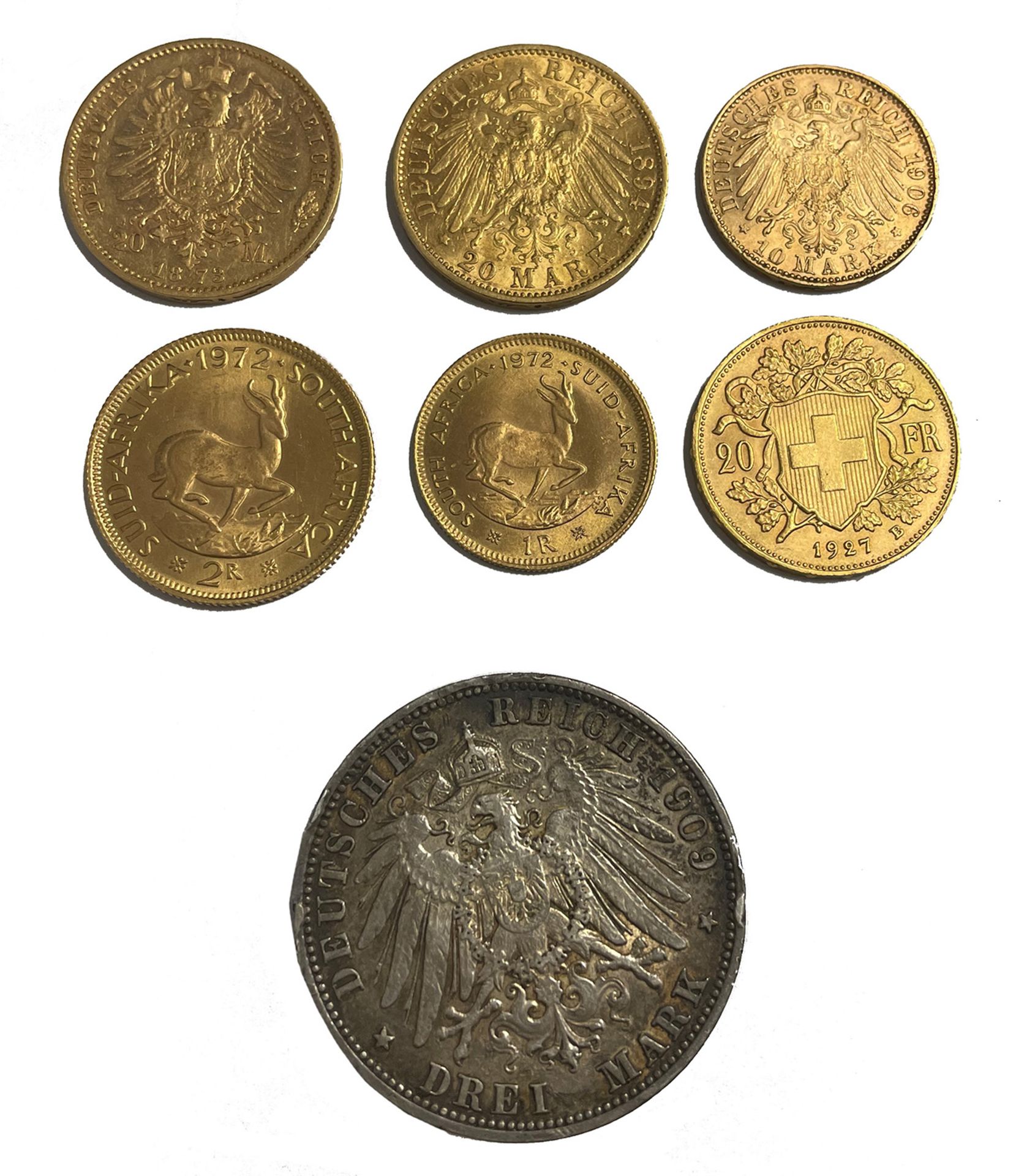 Konvolut Münzen: 1 x 20 Mark Goldmünze 1873 B Wilhelm I von Preussen; 1 x 20 Mark Goldmünze 1894 E - Bild 2 aus 2