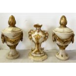 3 Altarvasen/ altar vases. Franken, barock und später, klassizistisch. 18. Jh./19. Jh., Holz, farbig