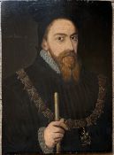 Unbekannter Maler, England, 16. Jh., Portrait von William Cecil, Lord Burghley, mit Amtskette und
