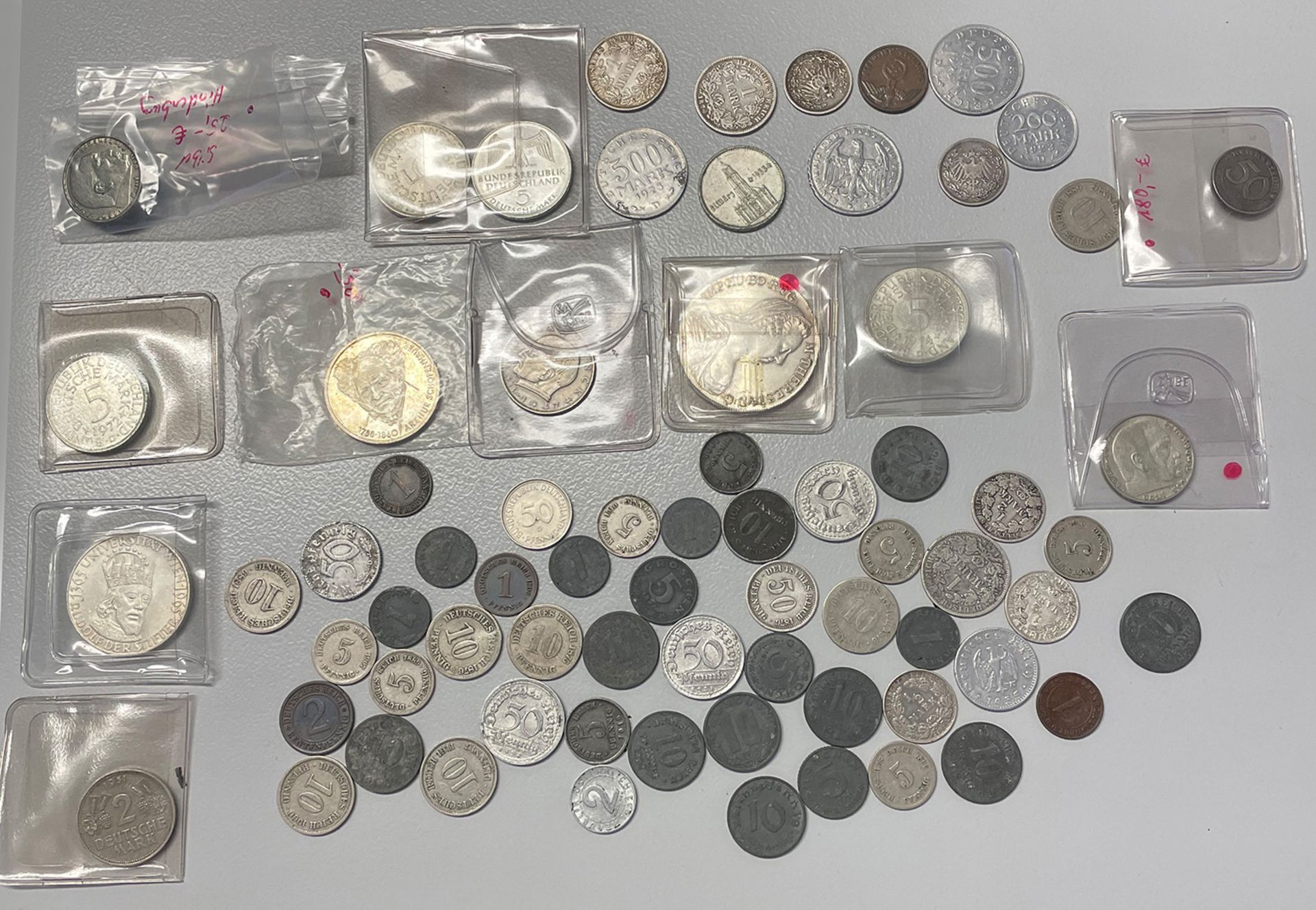 Konvolut Münzen, Deutschland und Österreich, Kaiserreich bis Republik, datunter 5 DM Stücke, 1966 F, - Bild 11 aus 17