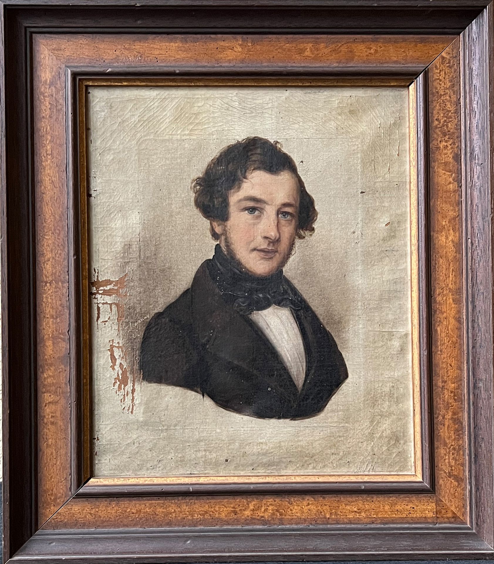 Carl Theodor DEMIANY (1801-1869), Portrait eines jungen Mannes, Öl/Lwd, Altersspuren, - Bild 3 aus 4