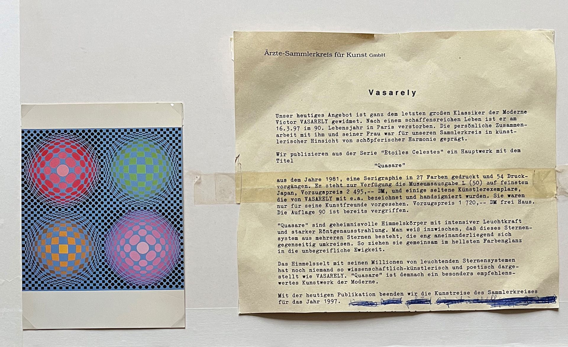 Victor Vasarely (1906 Pécs - 1997 Paris), "Quasare", Farbserigraphie, 1981, Exemplar XLIV/L, - Image 5 of 5