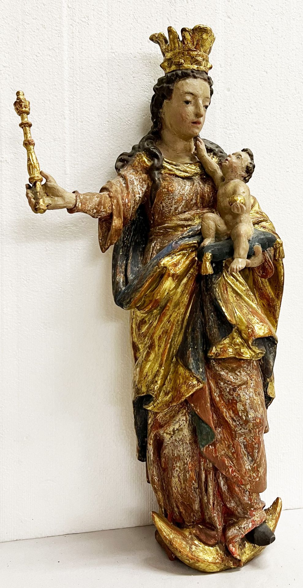 Madonna/ St. Mary with Christ child. Franken, 18. Jh., Originalzustand, kaum rest., H. 42 cm - Image 5 of 5