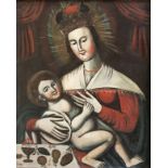 Unbekannter Künstler des 17. Jhds., Maria mit dem Jesuskind im Arm: die bekrönte Muttergottes in der